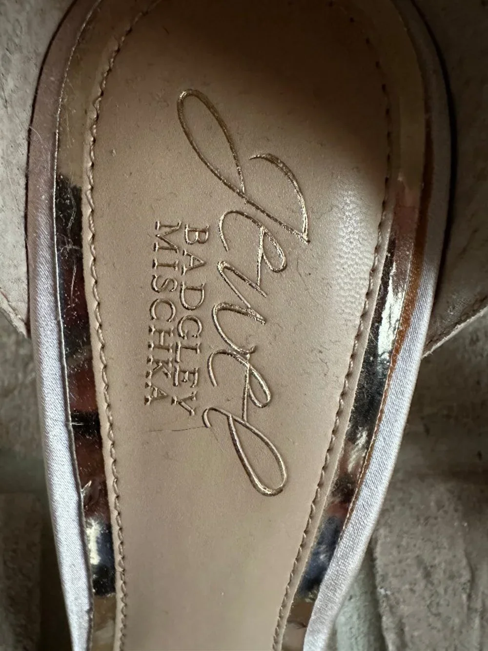 Badgley Mischka Champayne 3" heel with Silver Jewels size 7 - Picture 6 of 7